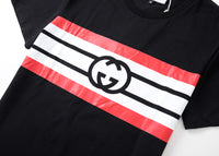 Gucci Black Shirt with White and Red Stripes in the Center - Men