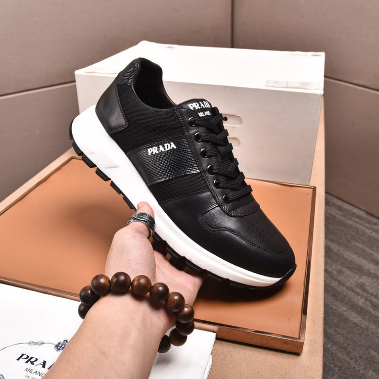 Prada leather and mesh sneakers