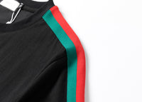 Gucci Black Shirt with Green and Red Stripes - Men's