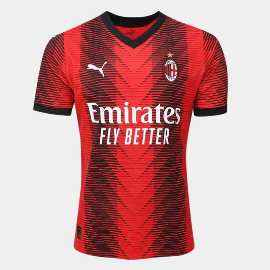 AC Milan Home 23/24 Shirt no. Puma Fan Masculina - Red+Black