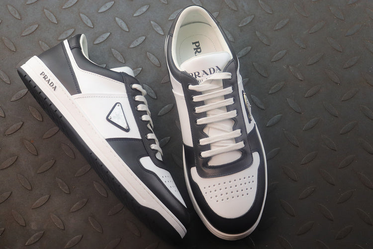 White/black Leather Prada Holiday low-top Sneakers