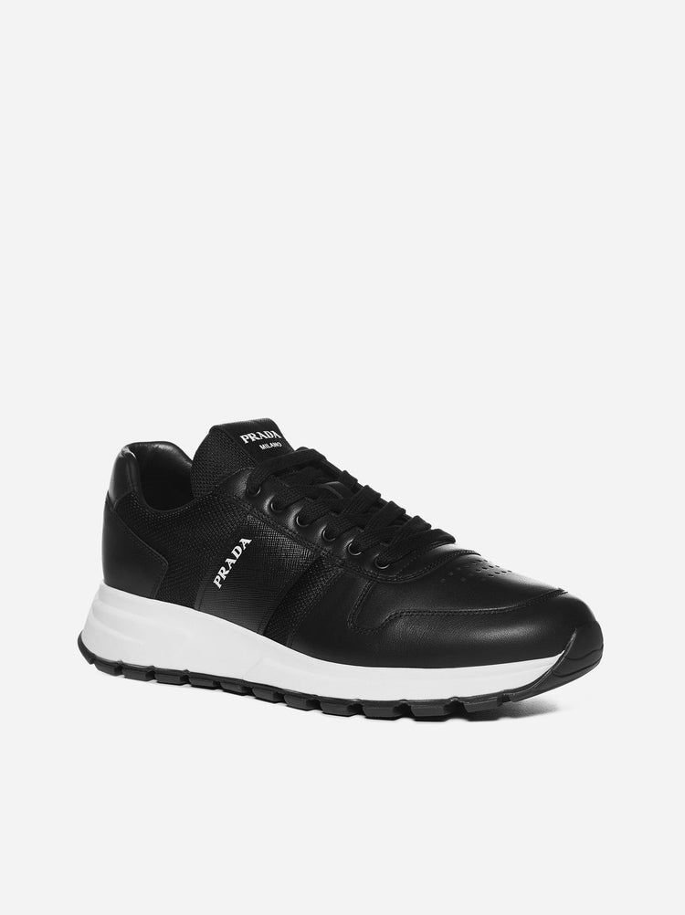 Prada leather and mesh sneakers