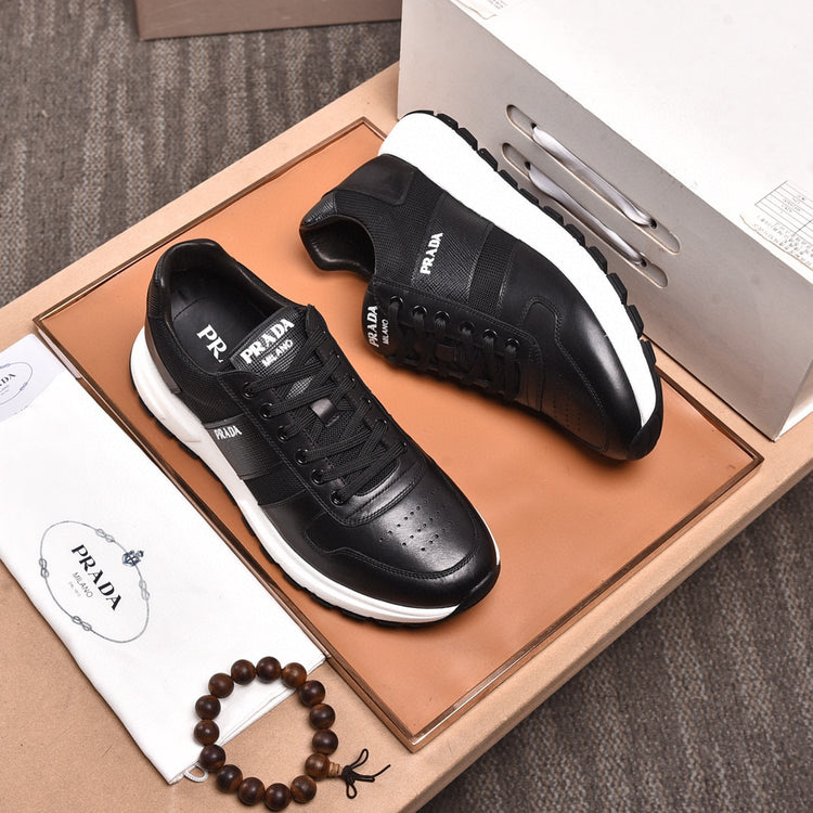 Prada leather and mesh sneakers