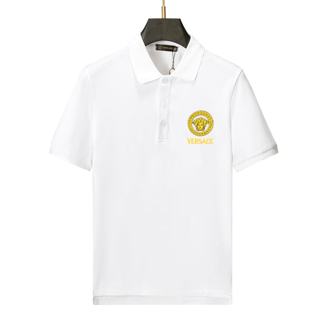 Versace White Shirt with Yellow Logo - Men's