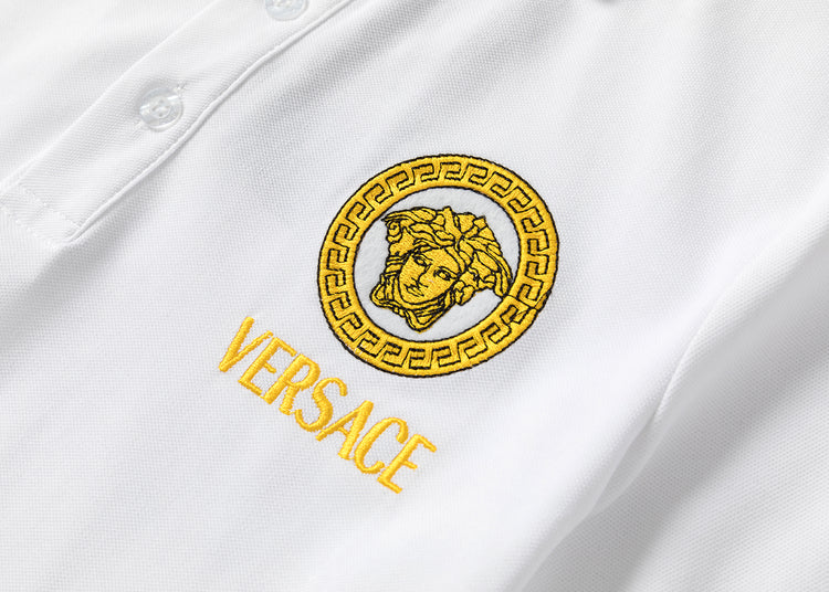 Versace White Shirt with Yellow Logo - Men's