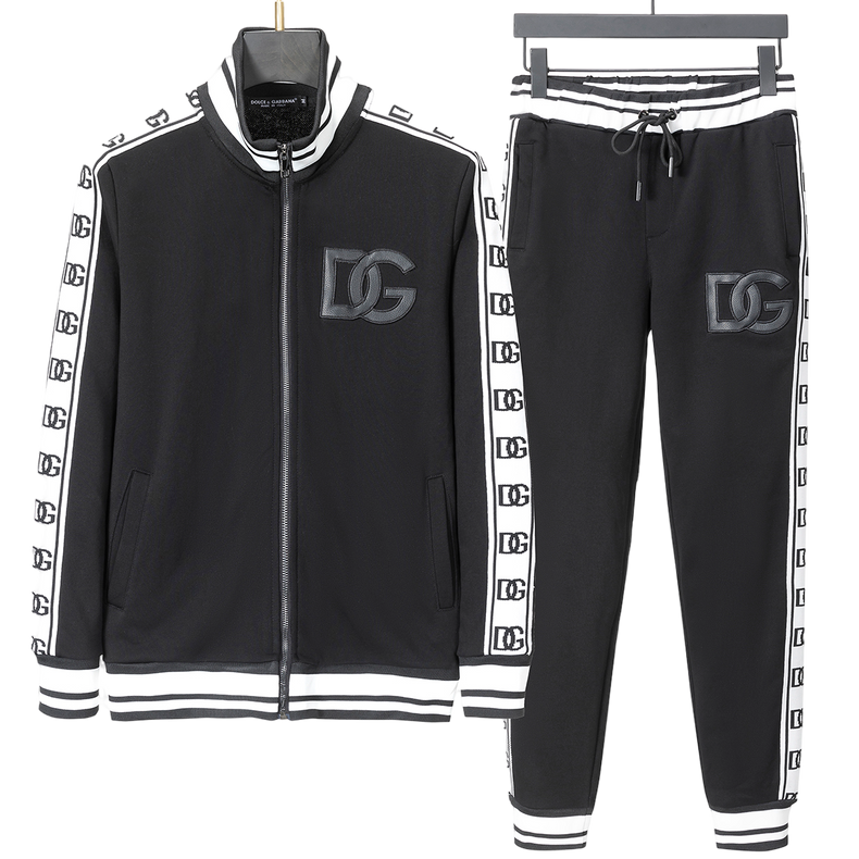 Dolce Gabbana Cold Weather Set Black with White Stripe - Men