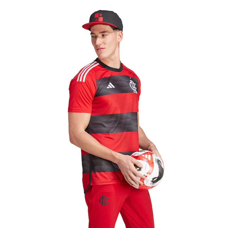 Men's Adidas Flamengo Home 23/24 Home Shirt - Red+Black