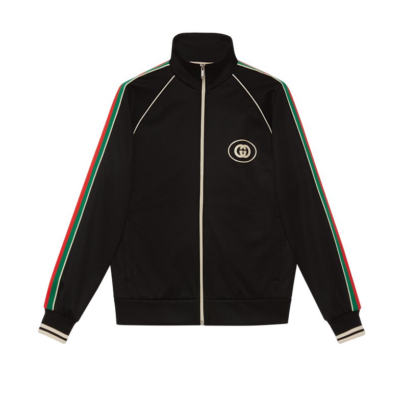 Technical Jersey Zip Jacket in Black