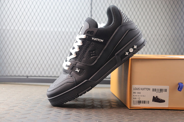 Louis Vuitton Trainer All Black Embossing Sneakers