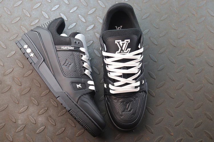 Louis Vuitton Trainer All Black Embossing Sneakers