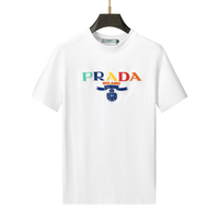 White Prada Shirt with Colorful Brand Logo