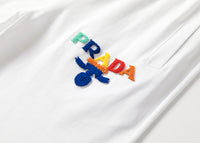 White Prada Shirt with Colorful Brand Logo