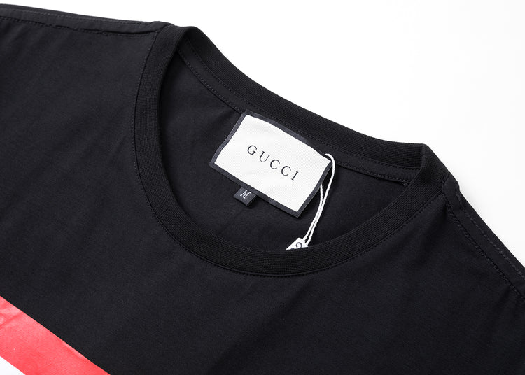 Gucci Black Shirt with White and Red Stripes in the Center - Men