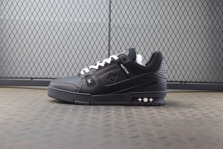 Louis Vuitton Trainer All Black Embossing Sneakers