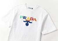 White Prada Shirt with Colorful Brand Logo