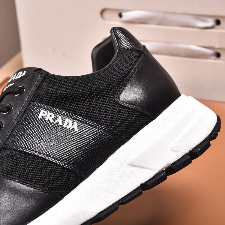 Prada leather and mesh sneakers