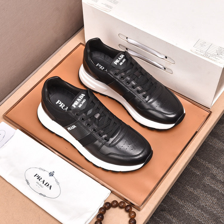 Prada leather and mesh sneakers